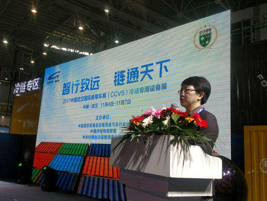 中国国际贸易促进委员会汽车行业分会副会长杨琳在新闻发布会致辞